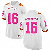 Clemson Tigers 16 Trevor Lawrence White 2018 Breast Cancer Awareness College Football Jersey DingZhi,baseball caps,new era cap wholesale,wholesale hats