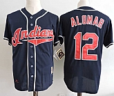 Cleveland Indians #12 Roberto Alomar Mitchell And Ness Navy Blue Throwback Jersey Dzhi,baseball caps,new era cap wholesale,wholesale hats