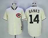 Cubs 14 Ernie Banks Cream Throwback Baseball Jerseys,baseball caps,new era cap wholesale,wholesale hats