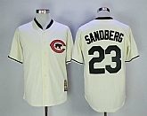 Cubs 23 Ryne Sandberg Cream Throwback Baseball Jerseys,baseball caps,new era cap wholesale,wholesale hats