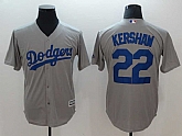 Dodgers 22 Clayton Kershaw Gray Cool Base Baseball Jerseys,baseball caps,new era cap wholesale,wholesale hats