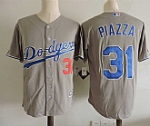 Los Angeles Dodgers #31 Mike Piazza Gray New Cool Base Jersey Dzhi,baseball caps,new era cap wholesale,wholesale hats