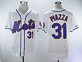 Mets 31 Mike Piazza White Throwback Baseball Jerseys,baseball caps,new era cap wholesale,wholesale hats