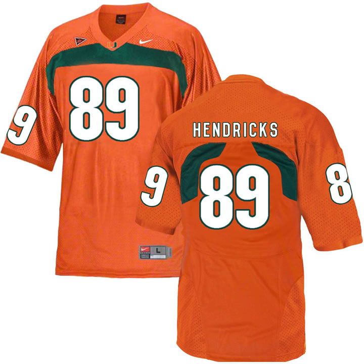 Miami Hurricanes 89 Hendricks Orange College Football Jersey DingZhi