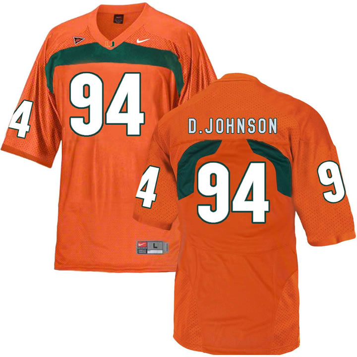 Miami Hurricanes 94 Dwayne Johnson Orange College Football Jersey DingZhi
