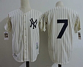 New York Yankees #7 Mickey Mantle Mitchell And Ness Cream Throwback Stitched Jersey Dzhi,baseball caps,new era cap wholesale,wholesale hats