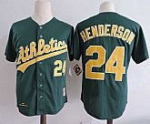 Oakland Athletics #24 Rickey Henderson Green Mitchell And Ness Throwback Stitched Jersey Dzhi,baseball caps,new era cap wholesale,wholesale hats