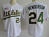 Oakland Athletics #24 Rickey Henderson White Mitchell And Ness Throwback Stitched Jersey Dzhi,baseball caps,new era cap wholesale,wholesale hats