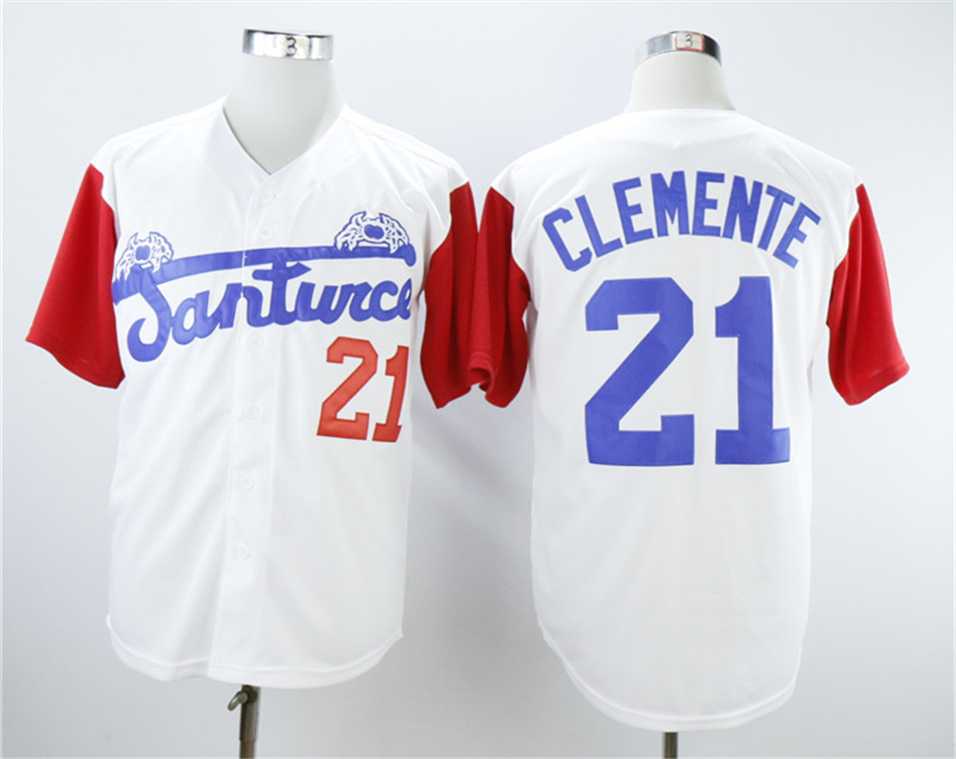 Puerto Rico Cangrejeros de Santurce 21 Roberto Clemente White Baseball Jerseys