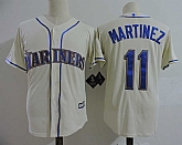 Seattle Mariners #11 Martinez Cream New Cool Base Stitched MLB Jersey Dzhi,baseball caps,new era cap wholesale,wholesale hats