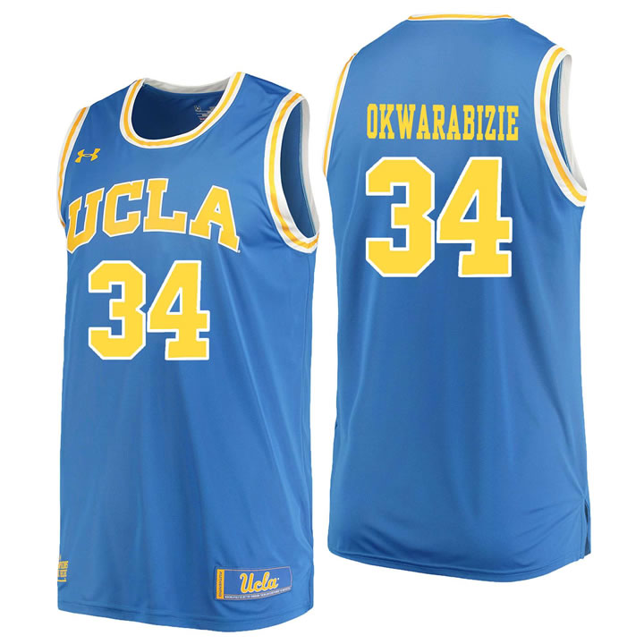 UCLA Bruins 34 Ikenna Okwarabizie Blue College Basketball Jersey Dzhi
