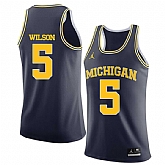 University of Michigan 5 D.J. Wilson Navy College Basketball Jersey Dzhi,baseball caps,new era cap wholesale,wholesale hats