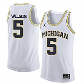 University of Michigan 5 D.J. Wilson White College Basketball Jersey Dzhi,baseball caps,new era cap wholesale,wholesale hats