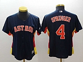 Women Astros 4 George Springer Navy Cool Base Baseball Jerseys,baseball caps,new era cap wholesale,wholesale hats