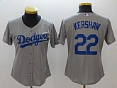 Women Dodgers 22 Clayton Kershaw Gray Cool Base Baseball Jerseys,baseball caps,new era cap wholesale,wholesale hats