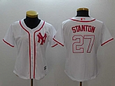 Women Yankees 27 Giancarlo Stanton White Pink Cool Base Baseball Jerseys,baseball caps,new era cap wholesale,wholesale hats