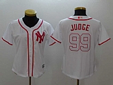 Women Yankees 99 Aaron Judge White Pink Cool Base Baseball Jerseys,baseball caps,new era cap wholesale,wholesale hats
