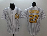 Yankees 27 Giancarlo Stanton White Gold Cool Base Baseball Jerseys,baseball caps,new era cap wholesale,wholesale hats