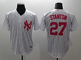 Yankees 27 Giancarlo Stanton White Pink Cool Base Baseball Jerseys,baseball caps,new era cap wholesale,wholesale hats