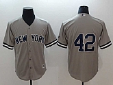 Yankees 42 Mariano Rivera Gray Cool Base Baseball Jerseys,baseball caps,new era cap wholesale,wholesale hats