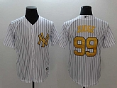 Yankees 99 Aaron White Gold Cool Base Baseball Jerseys,baseball caps,new era cap wholesale,wholesale hats