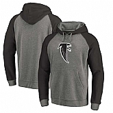 Atlanta Falcons NFL Pro Line by Fanatics Branded Gray Black Throwback Logo Tri-Blend Raglan Pullover Hoodie 90Hou,baseball caps,new era cap wholesale,wholesale hats