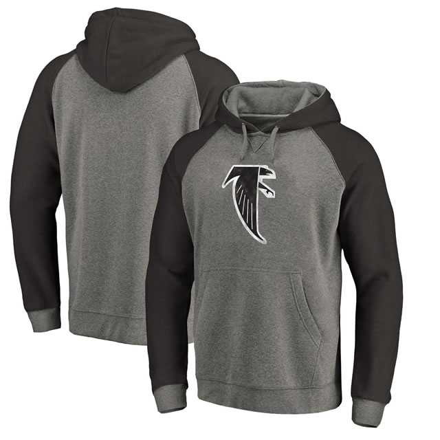 Atlanta Falcons NFL Pro Line by Fanatics Branded Gray Black Throwback Logo Tri-Blend Raglan Pullover Hoodie 90Hou