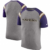 Baltimore Ravens Nike Enzyme Shoulder Stripe Raglan T-Shirt - Heathered Gray,baseball caps,new era cap wholesale,wholesale hats