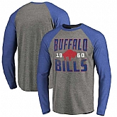 Buffalo Bills NFL Pro Line by Fanatics Branded Timeless Collection Antique Stack Long Sleeve Tri-Blend Raglan T-Shirt Ash,baseball caps,new era cap wholesale,wholesale hats
