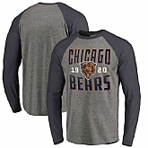 Chicago Bears NFL Pro Line by Fanatics Branded Timeless Collection Antique Stack Long Sleeve Tri-Blend Raglan T-Shirt Ash,baseball caps,new era cap wholesale,wholesale hats