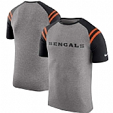 Cincinnati Bengals Nike Enzyme Shoulder Stripe Raglan T-Shirt - Heathered Gray,baseball caps,new era cap wholesale,wholesale hats