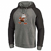 Cleveland Browns NFL Pro Line by Fanatics Branded Gray Black Throwback Logo Tri-Blend Raglan Pullover Hoodie 90Hou,baseball caps,new era cap wholesale,wholesale hats