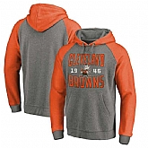 Cleveland Browns NFL Pro Line by Fanatics Branded Timeless Collection Antique Stack Tri-Blend Raglan Pullover Hoodie Ash,baseball caps,new era cap wholesale,wholesale hats