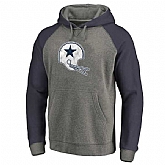 Dallas Cowboys NFL Pro Line by Fanatics Branded Gray Navy Throwback Logo Tri-Blend Raglan Pullover Hoodie 90Hou,baseball caps,new era cap wholesale,wholesale hats