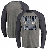 Dallas Cowboys NFL Pro Line by Fanatics Branded Timeless Collection Antique Stack Long Sleeve Tri-Blend Raglan T-Shirt Ash,baseball caps,new era cap wholesale,wholesale hats