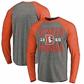 Denver Broncos NFL Pro Line by Fanatics Branded Timeless Collection Antique Stack Long Sleeve Tri-Blend Raglan T-Shirt Ash,baseball caps,new era cap wholesale,wholesale hats