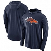 Denver Broncos Nike Blend Performance Hooded Long Sleeve T-Shirt Navy,baseball caps,new era cap wholesale,wholesale hats
