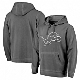 Detroit Lions NFL Pro Line by Fanatics Branded Black White Logo Shadow Washed Pullover Hoodie 90Hou