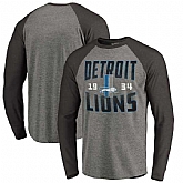 Detroit Lions NFL Pro Line by Fanatics Branded Timeless Collection Antique Stack Long Sleeve Tri-Blend Raglan T-Shirt Ash,baseball caps,new era cap wholesale,wholesale hats