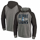 Detroit Lions NFL Pro Line by Fanatics Branded Timeless Collection Antique Stack Tri-Blend Raglan Pullover Hoodie Ash,baseball caps,new era cap wholesale,wholesale hats