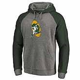 Green Bay Packers NFL Pro Line by Fanatics Branded Gray  Green Throwback Logo Tri-Blend Raglan Pullover Hoodie 90Hou,baseball caps,new era cap wholesale,wholesale hats