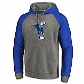 Indianapolis Colts NFL Pro Line by Fanatics Branded Gray Royal Throwback Logo Tri-Blend Raglan Pullover Hoodie 90Hou,baseball caps,new era cap wholesale,wholesale hats