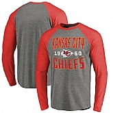 Kansas City Chiefs NFL Pro Line by Fanatics Branded Timeless Collection Antique Stack Long Sleeve Tri-Blend Raglan T-Shirt Ash,baseball caps,new era cap wholesale,wholesale hats