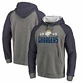 Los Angeles Chargers NFL Pro Line by Fanatics Branded Timeless Collection Antique Stack Tri-Blend Raglan Pullover Hoodie Ash,baseball caps,new era cap wholesale,wholesale hats