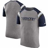 Los Angeles Chargers Nike Enzyme Shoulder Stripe Raglan T-Shirt - Heathered Gray,baseball caps,new era cap wholesale,wholesale hats