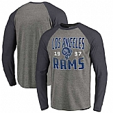 Los Angeles Rams NFL Pro Line by Fanatics Branded Timeless Collection Antique Stack Long Sleeve Tri-Blend Raglan T-Shirt Ash,baseball caps,new era cap wholesale,wholesale hats