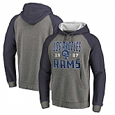 Los Angeles Rams NFL Pro Line by Fanatics Branded Timeless Collection Antique Stack Tri-Blend Raglan Pullover Hoodie Ash,baseball caps,new era cap wholesale,wholesale hats