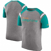 Miami Dolphins Nike Enzyme Shoulder Stripe Raglan T-Shirt - Heathered Gray,baseball caps,new era cap wholesale,wholesale hats
