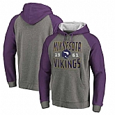 Minnesota Vikings NFL Pro Line by Fanatics Branded Timeless Collection Antique Stack Tri-Blend Raglan Pullover Hoodie Ash,baseball caps,new era cap wholesale,wholesale hats
