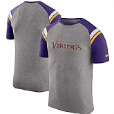 Minnesota Vikings Nike Enzyme Shoulder Stripe Raglan T-Shirt - Heathered Gray,baseball caps,new era cap wholesale,wholesale hats